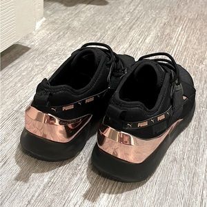 Black with rose gold Puma sneakers